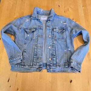Old Navy Jean Jacket Womens Sz Small Denim Button front distressed